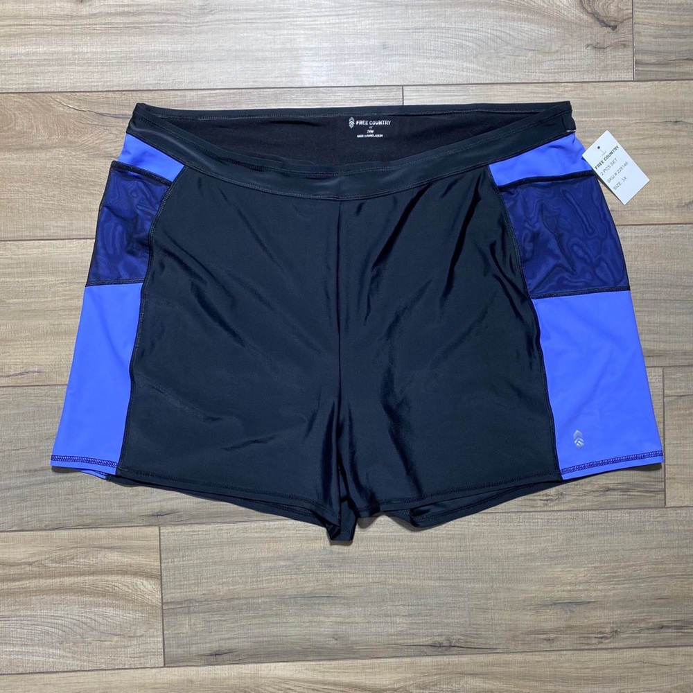 Free Country Womens Activewear Shorts With Built In Liner Size 3X 24W Black Blue